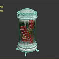 Ornate Decorative Column With Silver Top Base Transparent Body And Rockery Landscape