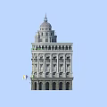European Architecture Tower With Dome Multi Story Columns And Flags Design
