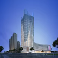 Modern Commercial Complex With Glass Facade Skyscraper And Urban Retail Office Facilities