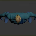 3D Animated Character With Blonde Hair Green Suit Blue A Symbol Light Blue Gloves Boots
