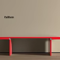 Poliiform Red Office Desk With Modern Minimalist Design Against Beige Wall And Wooden Floor