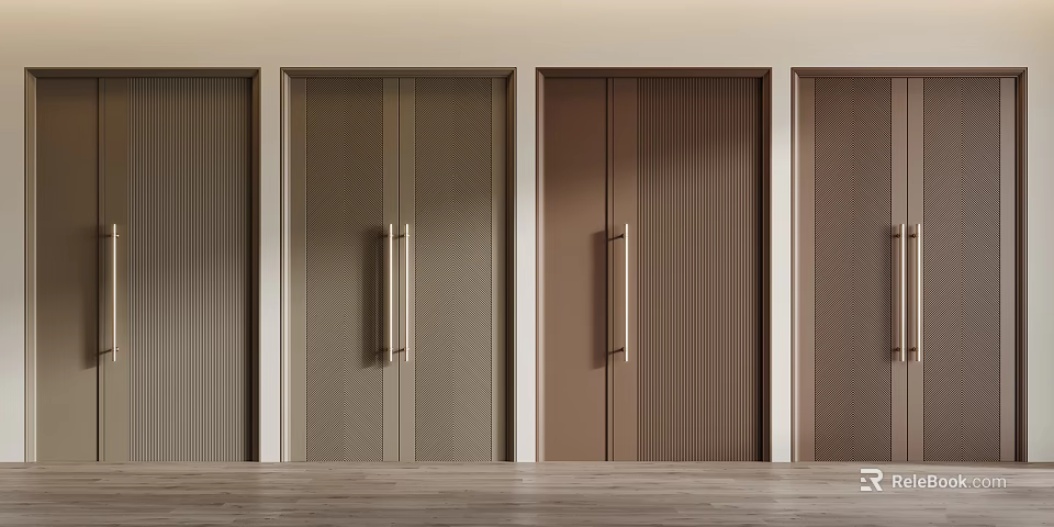 Modern Double Doors With Various Designs And Color Options Including Striped And Herringbone Patterns 3d model 