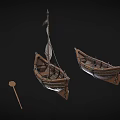 Traditional Handcrafted Wooden Sailing Boat With Carved Hull And Sail Design
