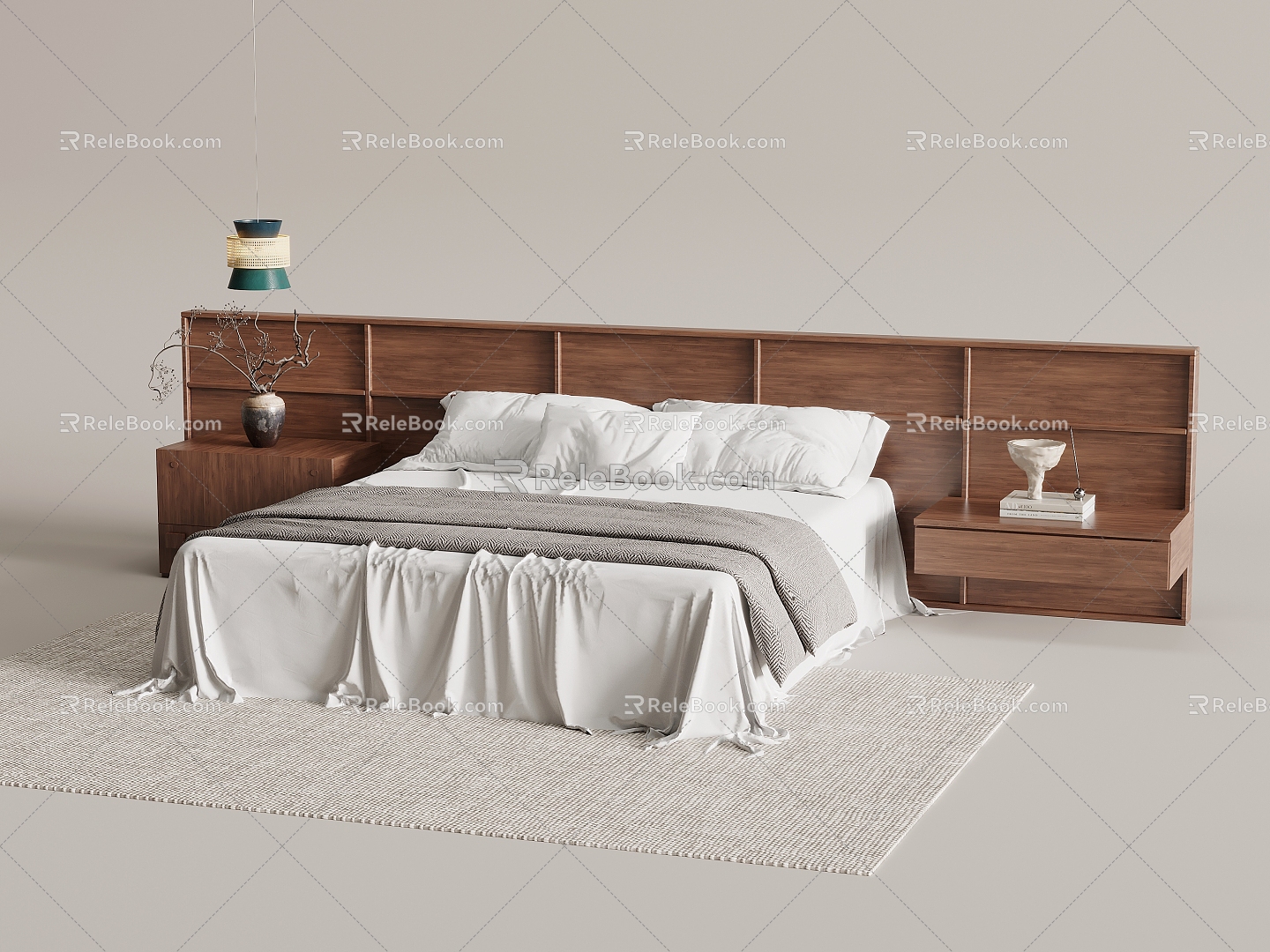 Middle Antique Bed Combination Double Bed Dado 3d model