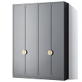 Modern Wardrobe Design With Light Gray Wooden Dark Gray Panels And Round Gold Metal Handles