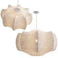Light Colored Flower Shaped Fabric Chandeliers With Soft Lighting For Modern Interior 3d model