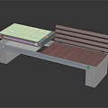 Functional Outdoor Bench With Metal Frame Wooden Slat Backrest And White Table Top