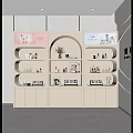 Elegant Cosmetics Store Interior With Curved Display Shelves Skincare And Fragrance Products