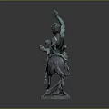 Bronze Horseman Sculpture With Raised Arm And Angel Figure On Square Base