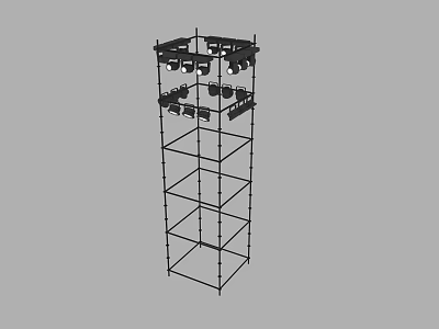 Multi Layer Metal Frame Structure With Cross Support Bars For Industrial Use 3d model
