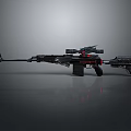 Modern Tactical Sniper Rifle With Scope Red Accents And Black Body Design