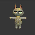 Cartoon Cat Character With Gray Body Vest Black Glasses Red Ears And Blue Tie