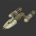 Futuristic Spaceship Design With Yellow And White Exterior And Mechanical Details