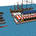 Various Sailboat Types And Small Boats Display On Blue Water Surface