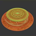 Orange Decorative Sculpture Carving With Multi Layered Circular Design And Intricate Patterns