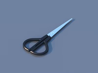Black Handle Silver Blade Household Scissors For Everyday Cutting Needs 3d model