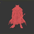 Wolf Headed Warrior in Dark Armor Holding Long Sword with Purple Cape