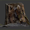 Wooden Stone Tree Stump Sculpture With Natural Texture And Square Base