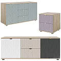 Modern Wooden Bedside Tables With Multiple Designs Geometric Patterns And Storage Drawers 3d model