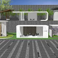 Modern Pergola Design With Green Plants Seating And Wooden Structure In Outdoor Space