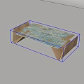 Modern Coffee Table With Wooden Frame And Marble Textured Surface 3d model