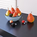 Fresh Pears Apples Grapes Cherries And Blackberries In Light Blue Bowl On Black Table