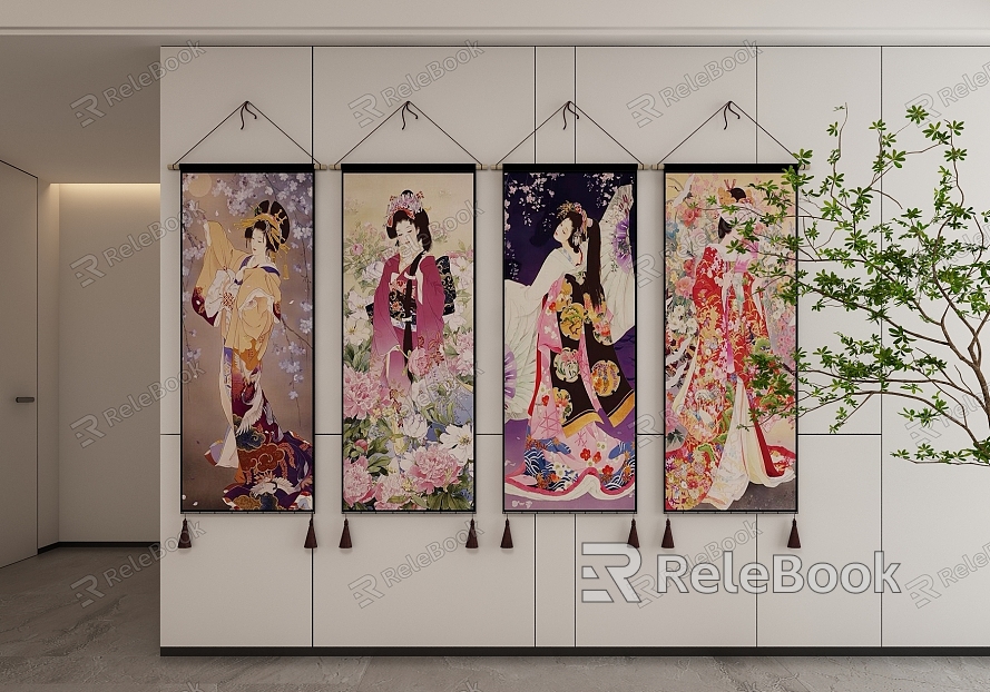 Japanese Decorative Hanging Paintings model