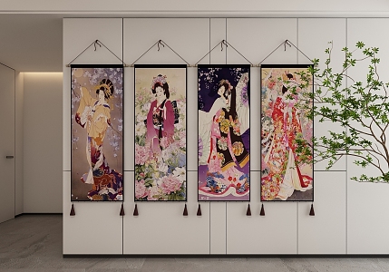 Japanese Decorative Hanging Paintings 3d model