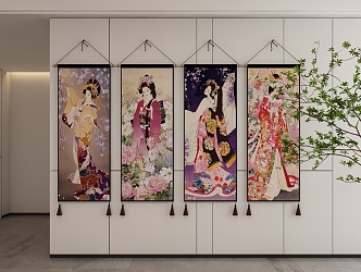 Japanese Decorative Hanging Paintings 3d model