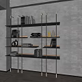 Modern Black Metal Bookcase With Gold Accents And Layered Shelves For Books And Decorations