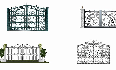 European-style gate railing gate 3d model