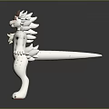 White Fantasy Creature Character With Red Eyes Leaf Like Crest Red Spots And Tail 3d model