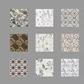Decorative Tiles With Various Floral And Geometric Patterns For Interior Design 3d model