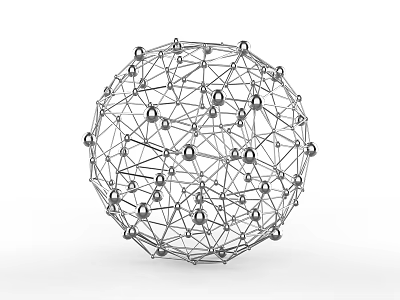 Abstract 3D Geometric Sphere Structure With Interconnected Metallic Lines And Nodes 3d model