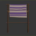 Wooden Frame Architectural Structure With Pink And Purple Striped Fabric Covering
