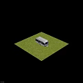 Silver Gray Caravan Parked on Green Grass with Open Door Windows and M Logo