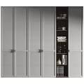Modern Light Gray Wardrobe With Shutter Doors And Storage Shelves Interior Design 3d model