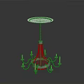 Elegant Metal Chandelier With Candle Shaped Lights And Chain Ceiling Base 3d model