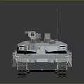 Modern Gray Military Tank With Tracked Chassis Main Gun And Turret Design