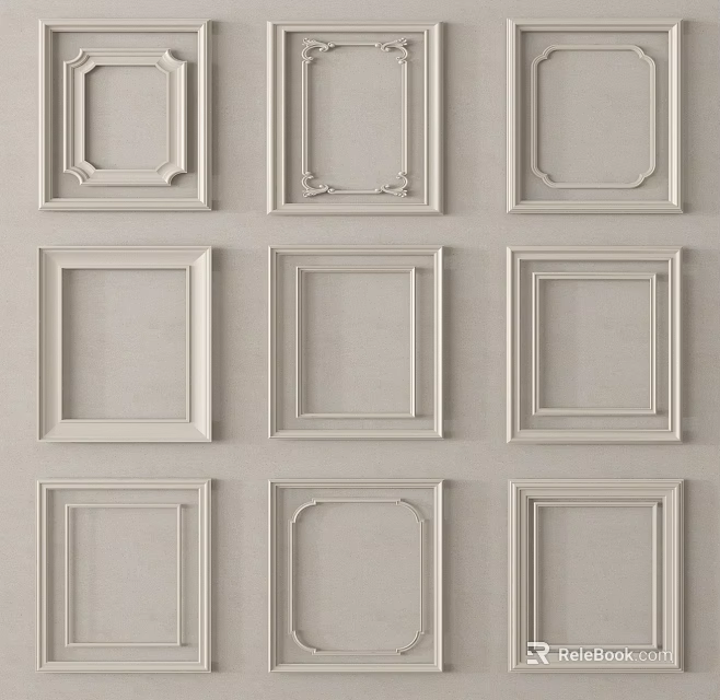 Decorative Wall Panel Components With Various Frame Styles For Interior Decoration 3d model