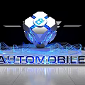 Futuristic Automobile Tech Display With Hexagon Structure Blue Lights And Wave Lines 3d model