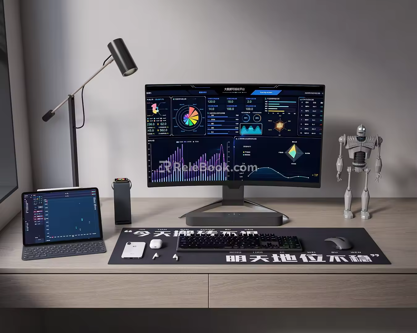 Computer Laptop Monitor Keyboard Mobile Phone Watch Desk Lamp Mouse Pad 3d model