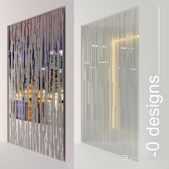 Modern Transparent Decorative Partition Components With Striped Design And Interior Lighting 3d model 