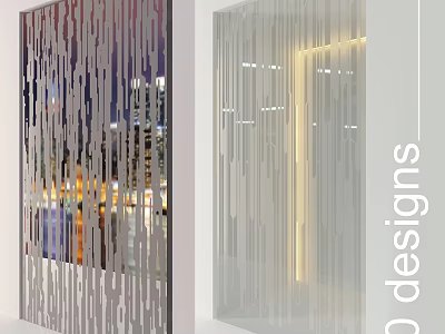Modern Transparent Decorative Partition Components With Striped Design And Interior Lighting 3d model