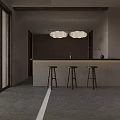 Traditional Modern Hotel Lobby Interior With Wooden Bar Stools Red Flowers And Pendant Light