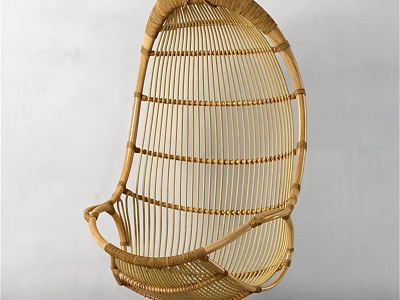 Natural Woven Rattan Hanging Chair with Simple Design for Indoor Living Space 3d model
