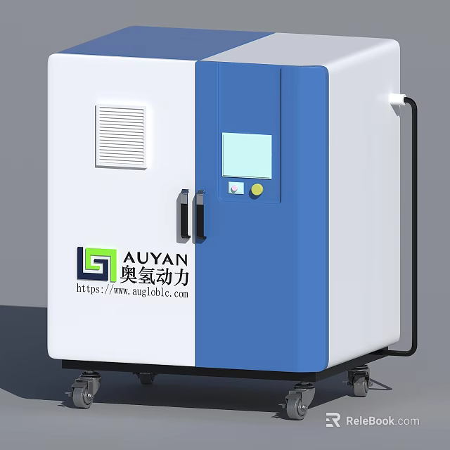 AUYAN Blue And White Industrial Equipment With Control Panel Handle Vent And Wheels 3d model 