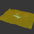 3D Topographic Terrain Model Featuring Colorful Mountains Valleys And Blue Lake