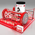 Red Coca Cola Exhibition Booth With LOVE CAN Circular Decorations And Checkered Elements 3d model