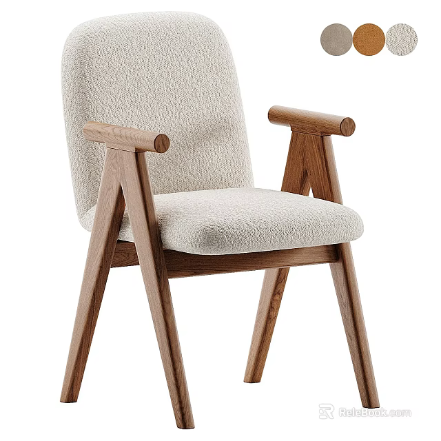 Modern Leisure Chair With Wooden Frame Beige Fabric Upholstery And Armrests 3d model 